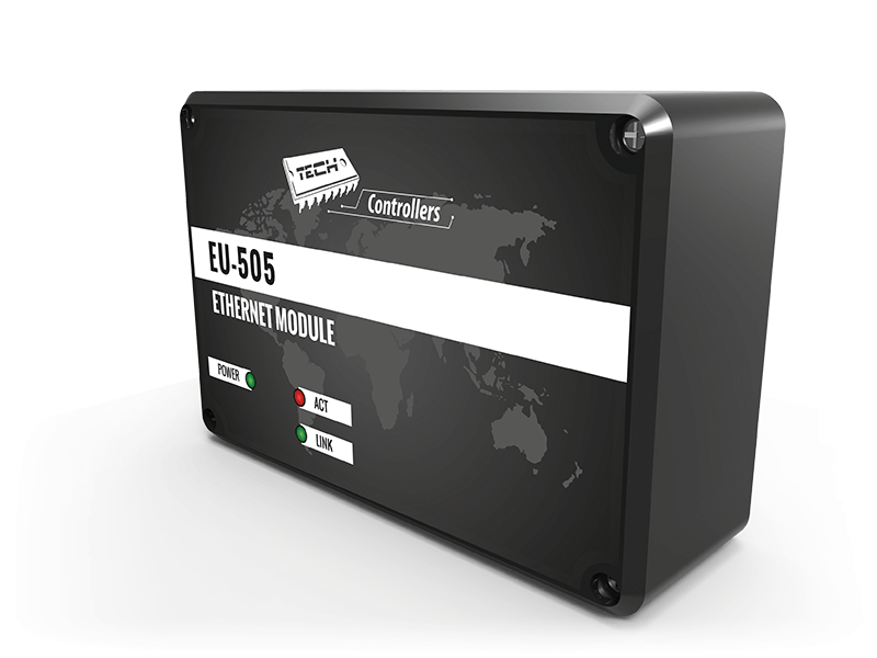 Schwarzes Ethernetmodul EU-505 für Master/Tech Steuergeräte mit grafischer Benutzeroberfläche