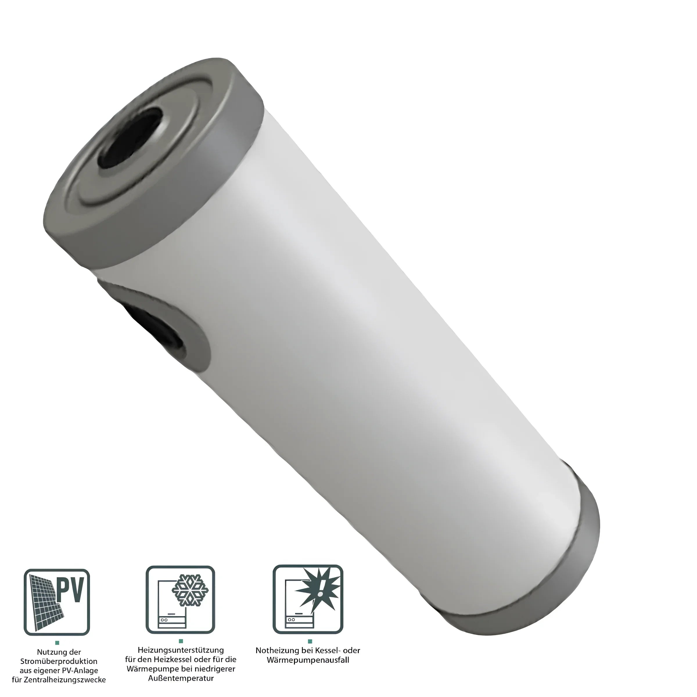 Weiße zylindrische Durchlauferhitzer MDC 400 plus mit 3 kW Heizstab und grauen Akzenten