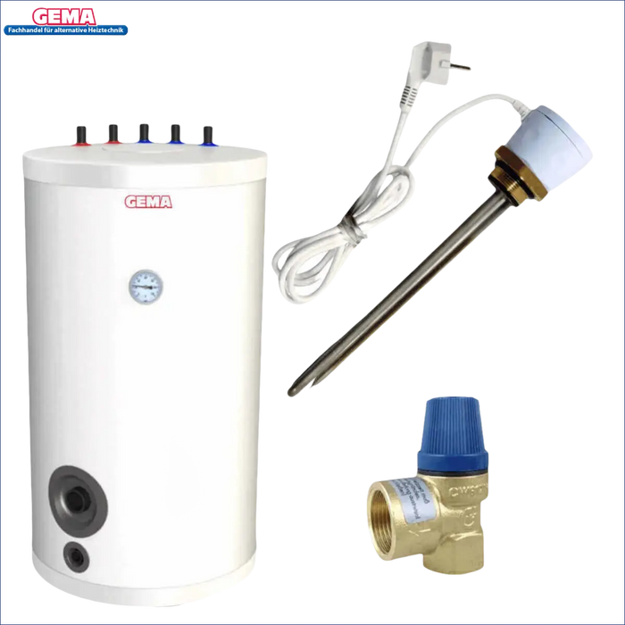 Weißer Brauchwasserspeicher 150 L mit Incoloy 825 Heizstab und Zubehör