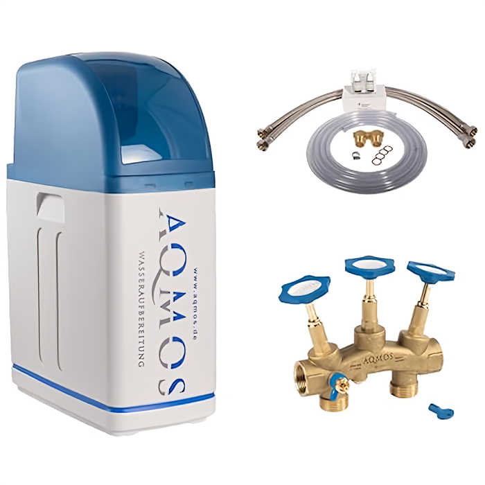 Wasserenthärtungsanlage R2D2-32 mit Anschluss-Set und Montageblock 🧊 für weiches, kalkfreies Wasser 🚰 im Haushalt.