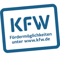 Blaues KfW Logo auf Thermoflux PID Logic Kombi 45 kW Holz- & Pelletheizung