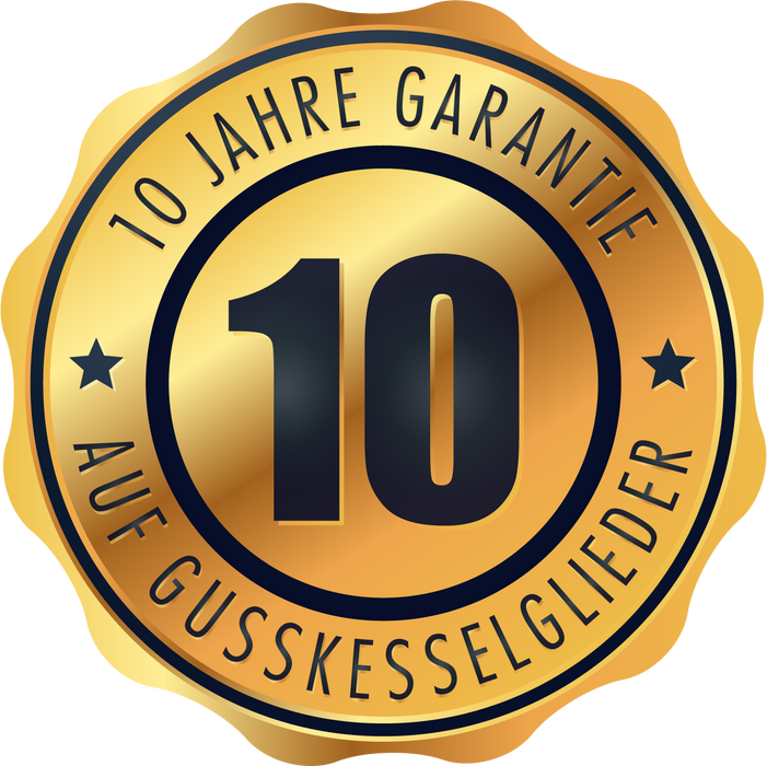 10 Jahre Garantie 🛡️ auf Gusskesselglieder – höchste Qualität für langanhaltende Leistung!