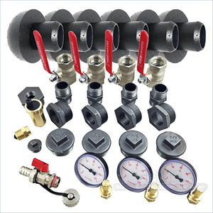Plumbing manifold mit Ventilen und Anschlüssen für Thermoflux Pelling 25/230 ohne WT