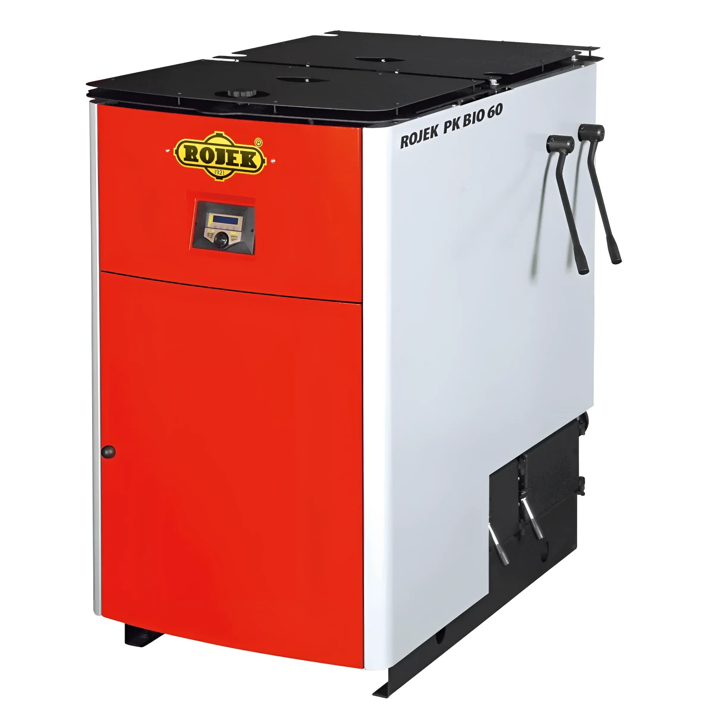 Rote und weiße Holzvergaser ROJEK PK BIO 40 kW mit automatischem Betrieb
