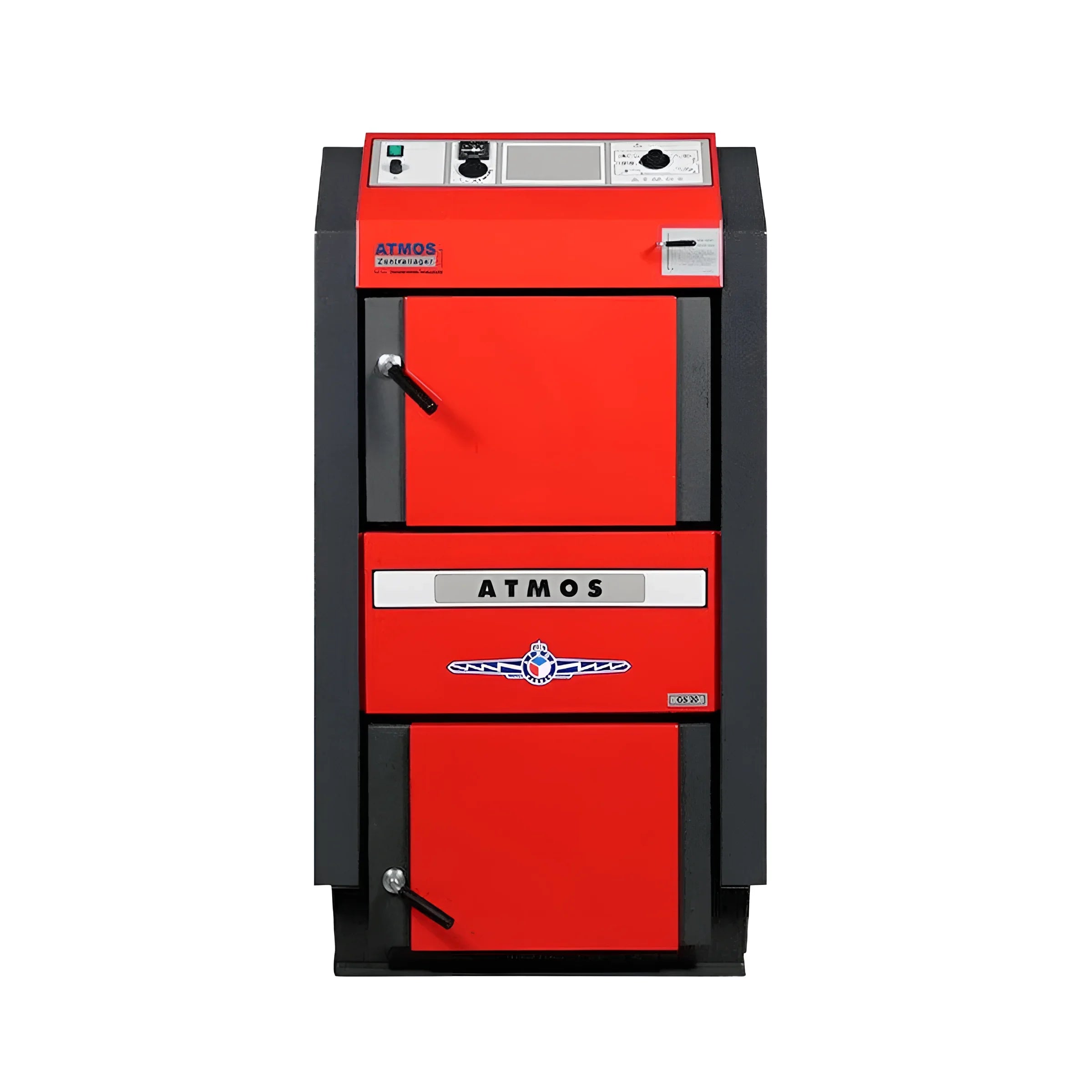 Red and grau Holzvergaser Festbrennstoff Heizkessel Atmos-GS Holzvergaser 40 kW