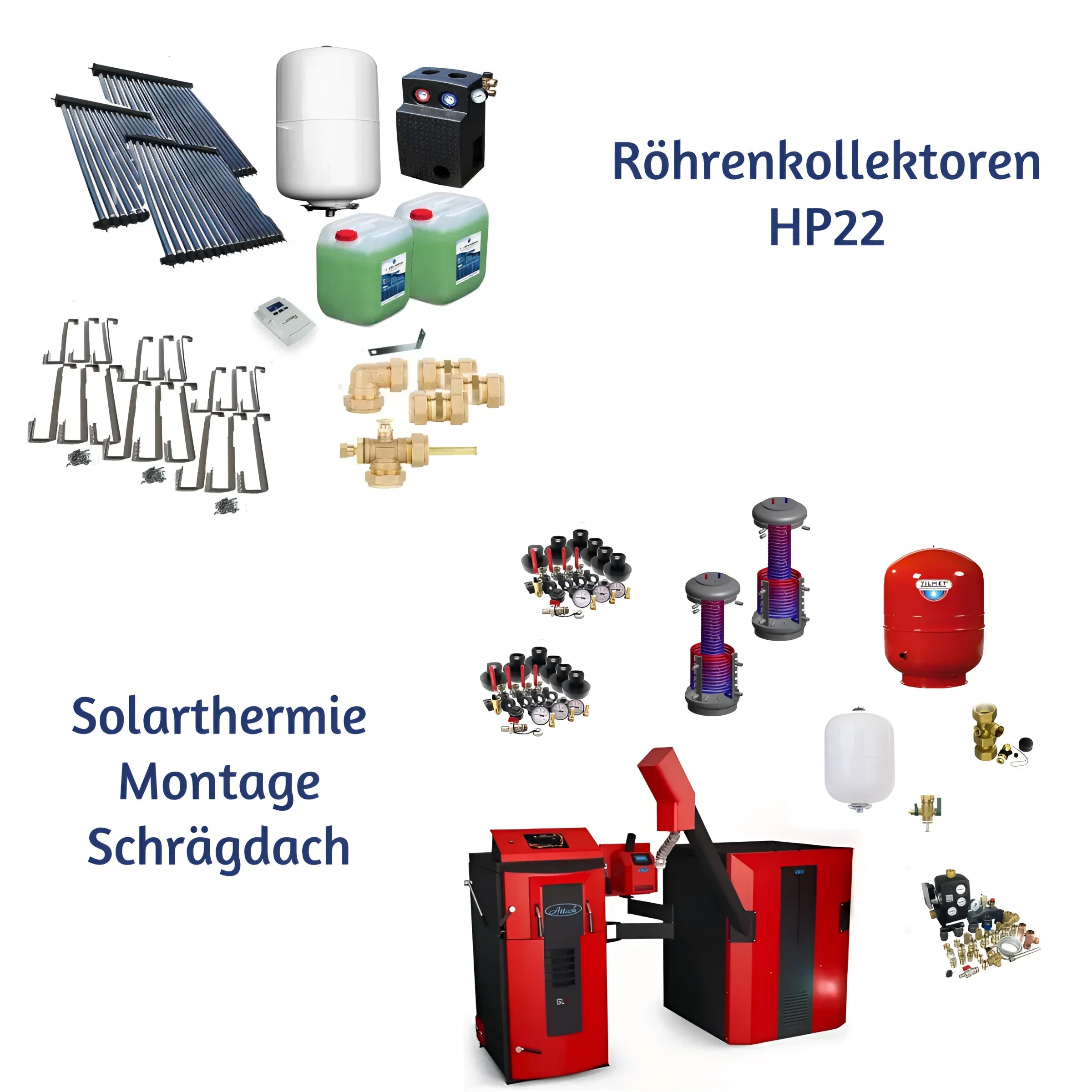 Solarpaket HP22 mit Röhrenkollektoren, Heizungszubehör und Solartechnik für effiziente Warmwasserbereitung ☀️🏠