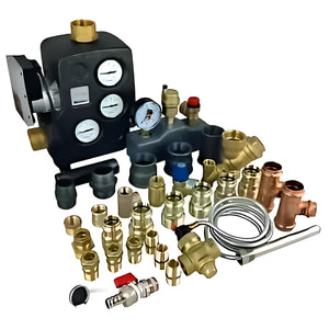 Ein komplettes Set mit Ventilen, Manometern und Rohren für effiziente Heiztechnikanwendungen 🔧💧