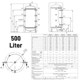 Heating water buffer memory 500 liters