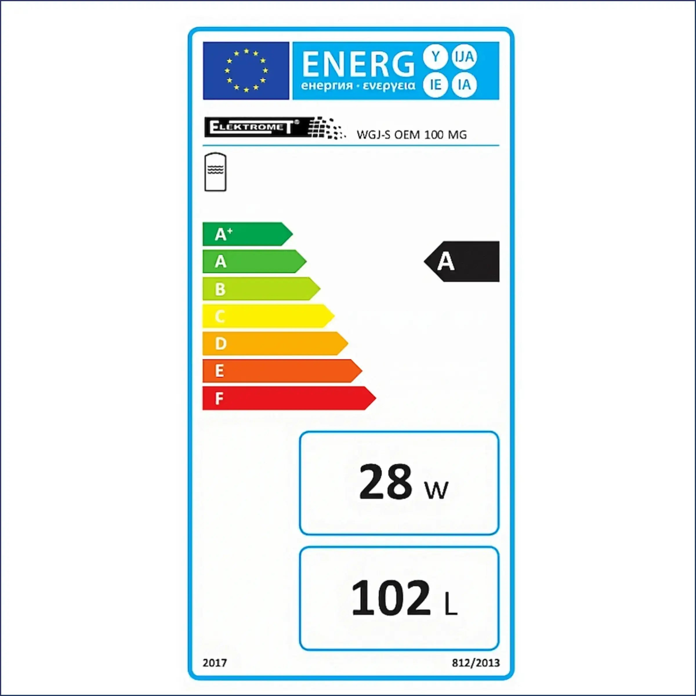 Energieeffizienzlabel für Warmwasserspeicher Trinkwasserspeicher 100 Liter