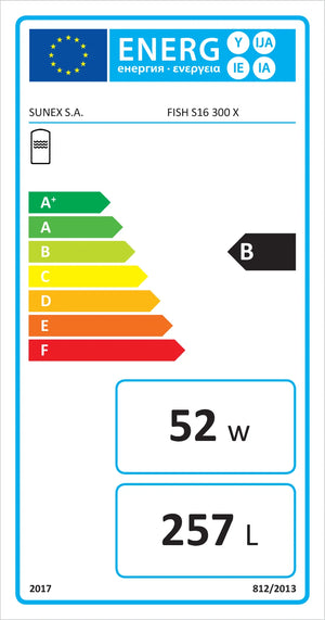 Energieeffizienzlabel für Sunex Fish S16 Warmwasserspeicher mit Magnesiumanode und großflächigem Wärmetauscher