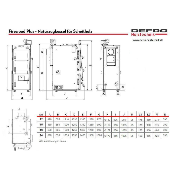 Defro Firewood 19 kW plus Hygienespeicher mit 1 WT