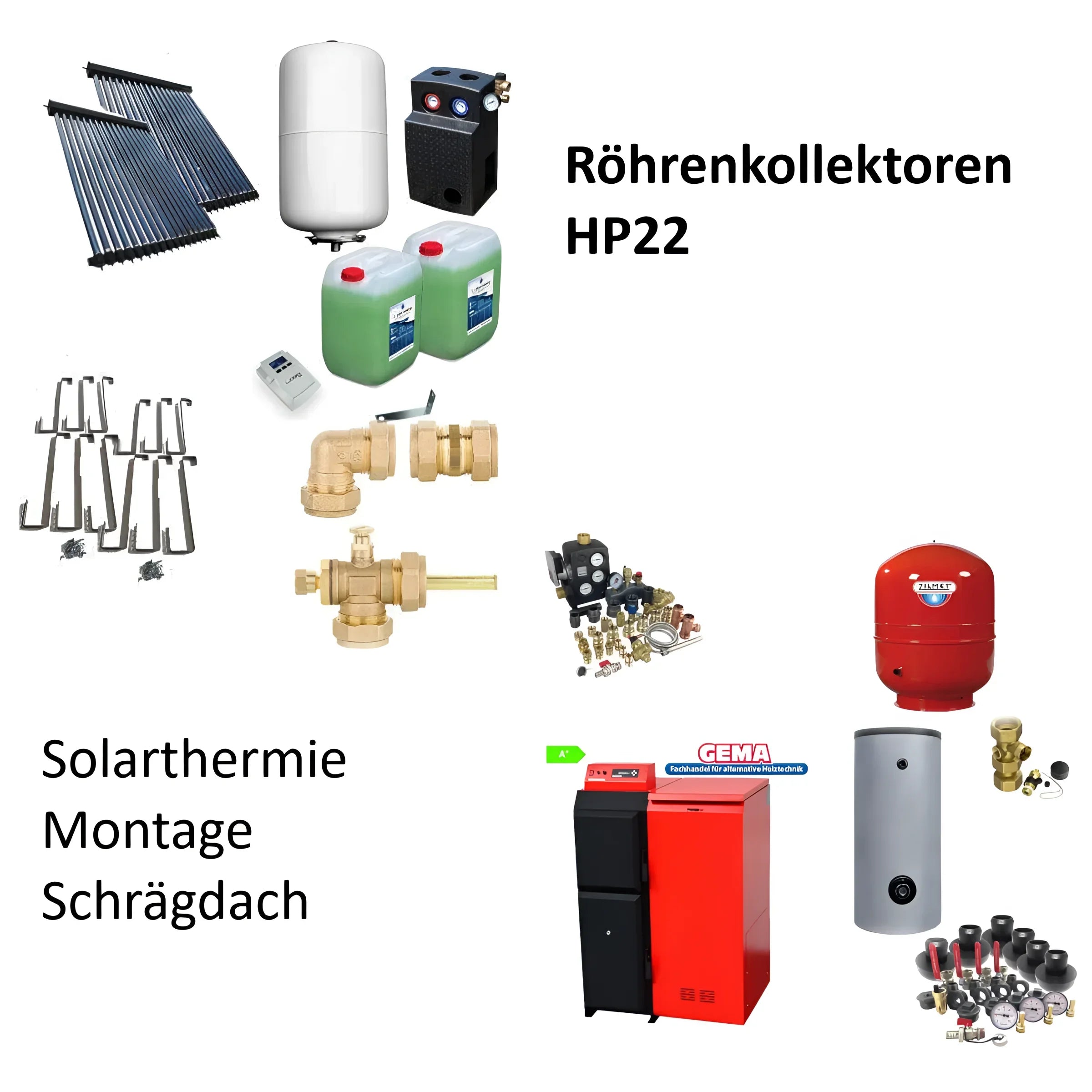 Röhrenkollektoren & Solartechnik HP22: Komplettsystem zur Solarthermie für Schrägdach 🏠☀️