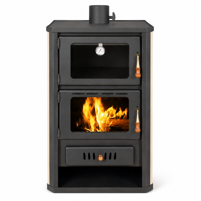 Wodny kominek z piekarnikiem Prity szary - 19,8 kW