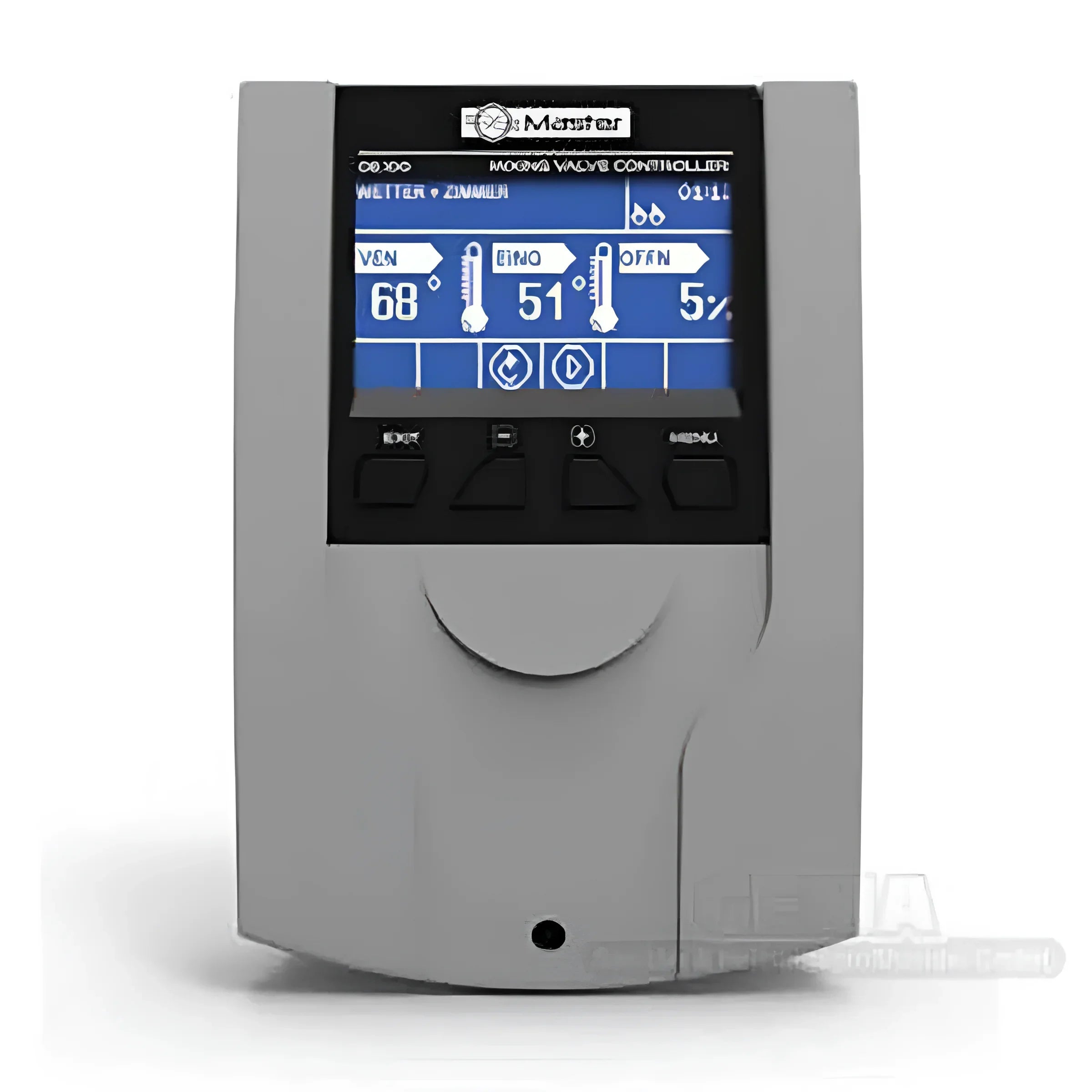 Grauer digitaler Heizkreisregler EU-i-1 mit LCD-Display, Temperatur- und Ventilanzeigen
