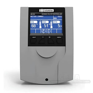 Grauer digitaler Heizkreisregler EU-i-1 mit LCD-Display, Temperatur- und Ventilanzeigen