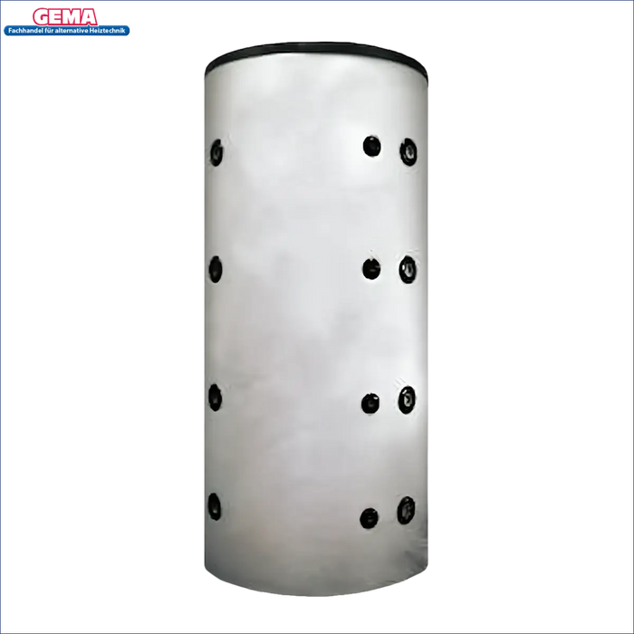 Cylindrischer weißer Wassertank mit schwarzen Anschlüssen für Thermoflux Pelling 25/230 ohne WT
