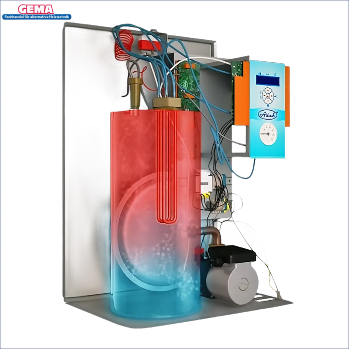 Wandmontierter Wassererhitzer mit Bedienelement für Elektrokessel ATTACK Electric Exellent 15 kW