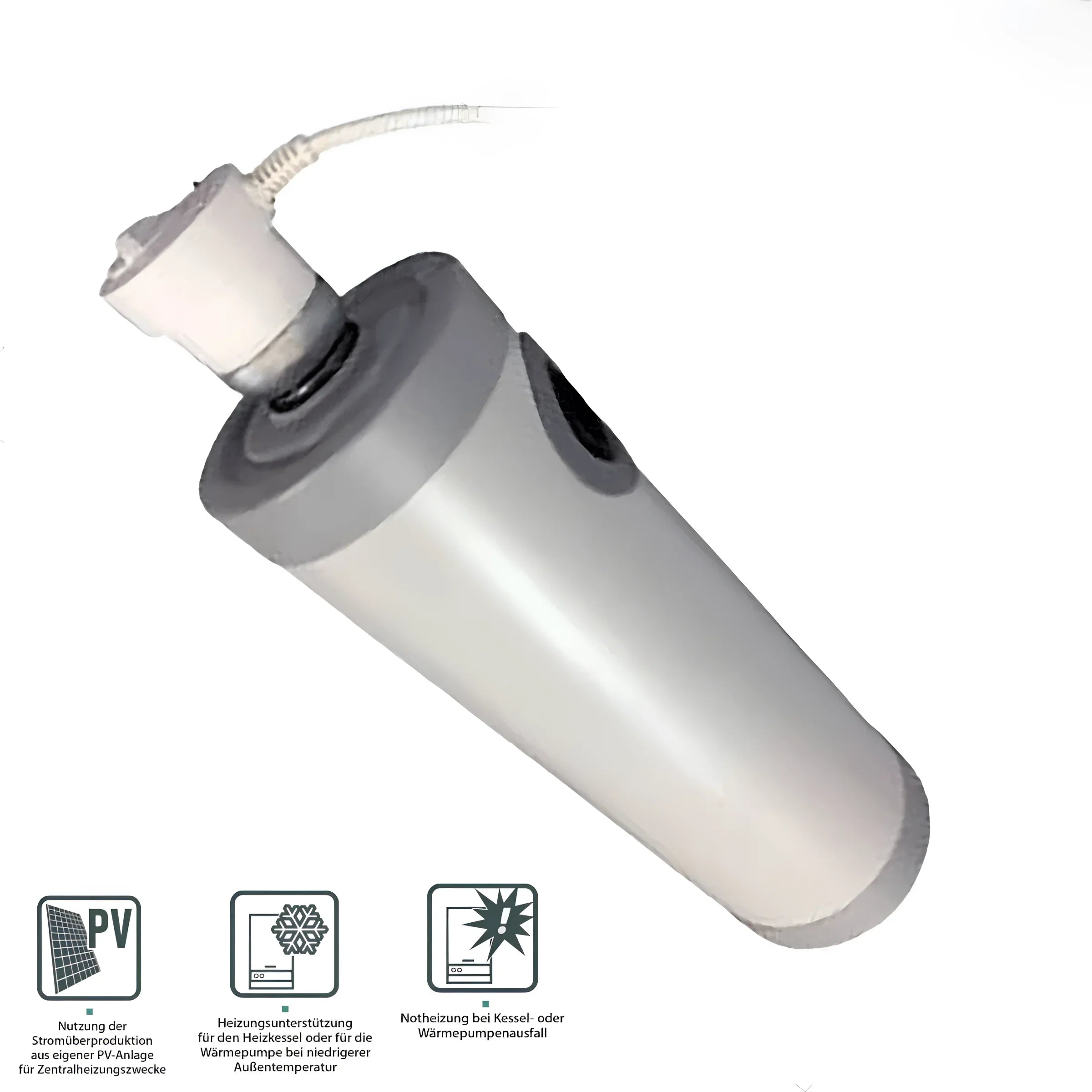 Weiße und graue zylindrische Wasserheizung mit Power Cord, ideal für nachheizmodul-durchlauferhitzer mit MDC Modul in rob