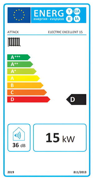 Energieeffizienzlabel für Elektrokessel ATTACK Electric Exellent 15 kW