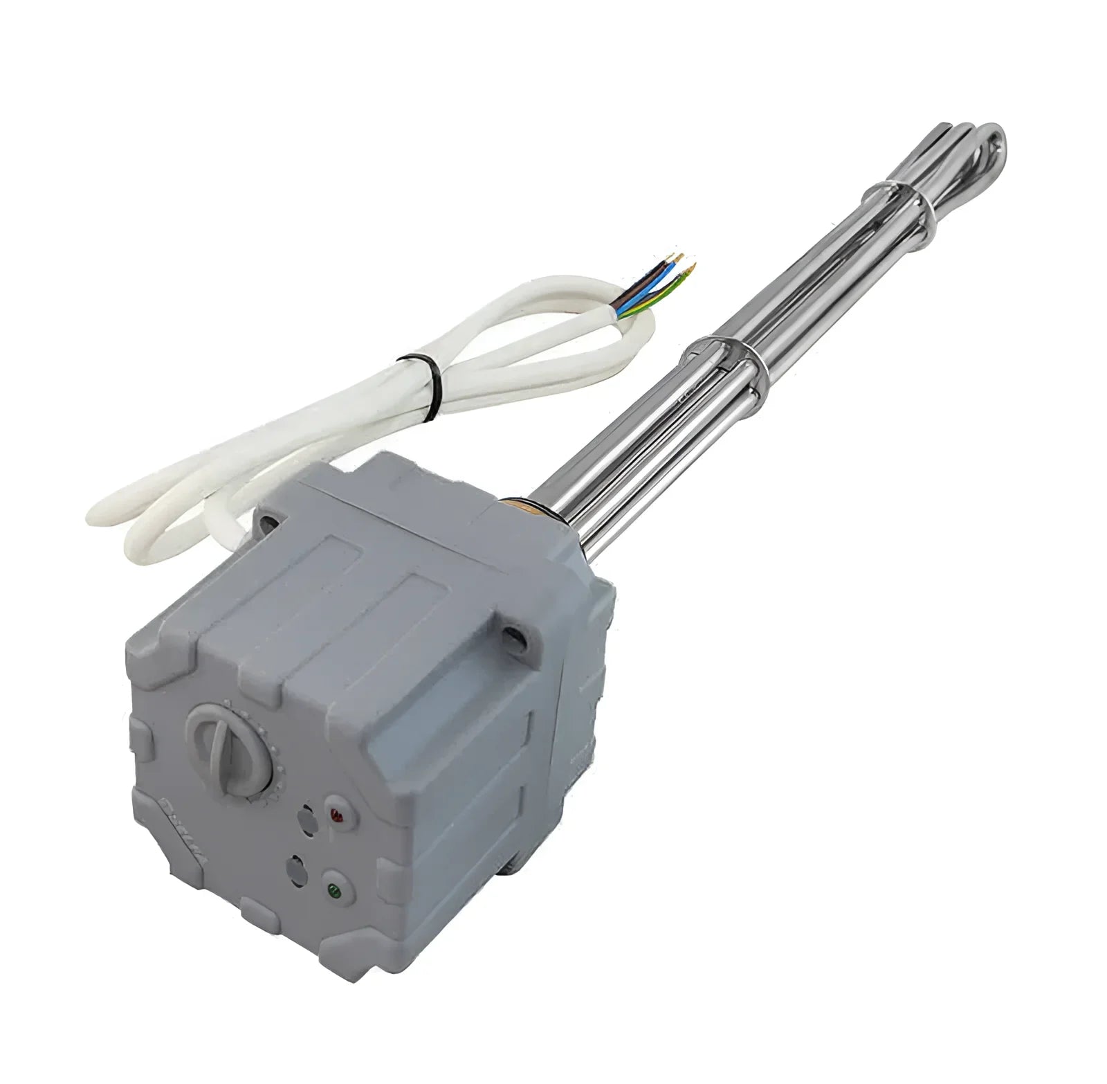 Immersionsheizung mit grauem Steuerkasten und weißem Kabel, geeignet für AISI 316L Boiler-Zubehör