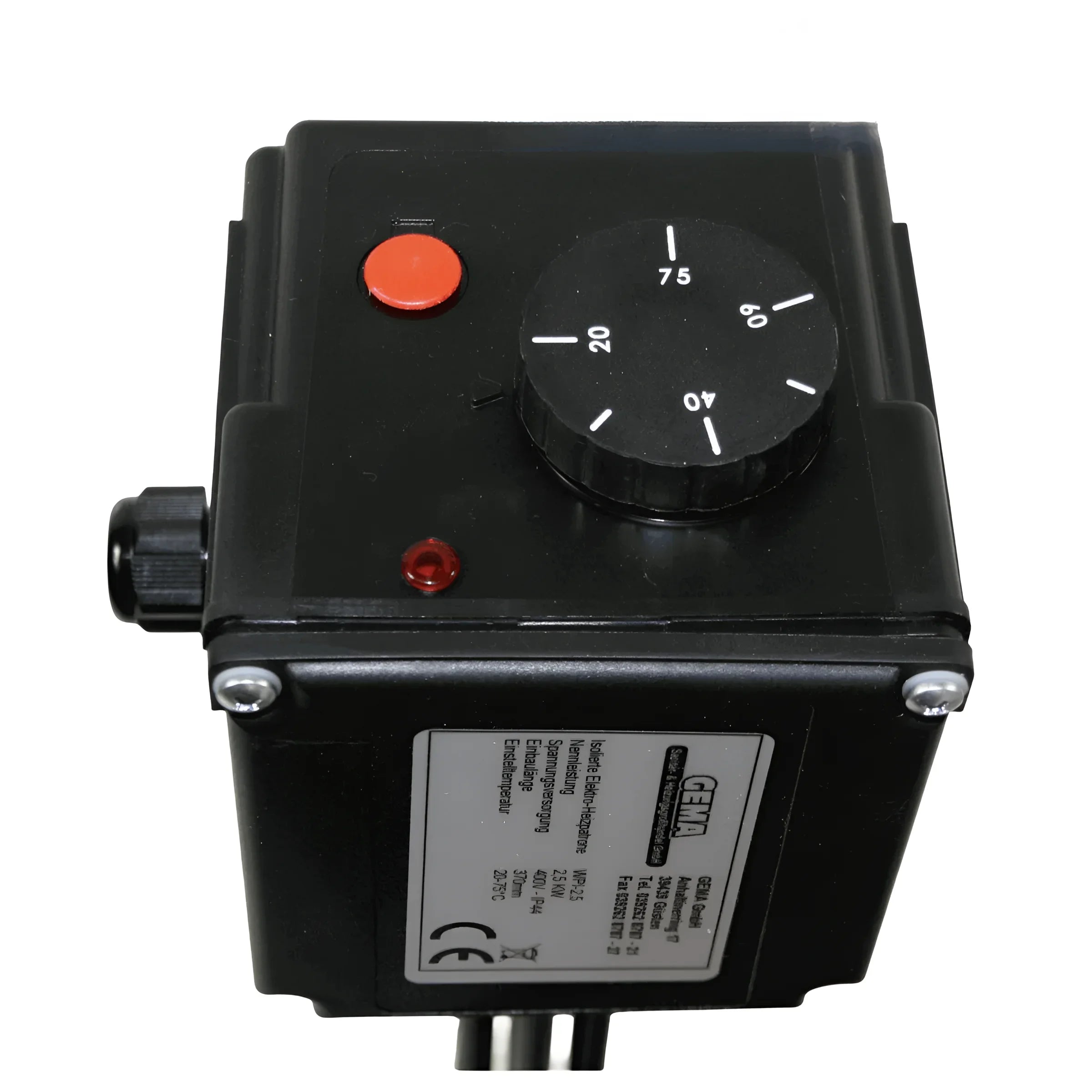 Schwarzer Temperaturregelungs-Box für Heizstab Heizpatrone 6 kW AG 1½ Notheizung
