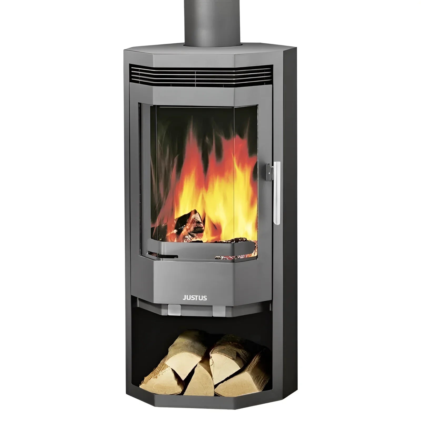Burning wood stove Kaminofen Justus Usedom 5 mit externer Zuluft und mittlerem Co-Gehalt
