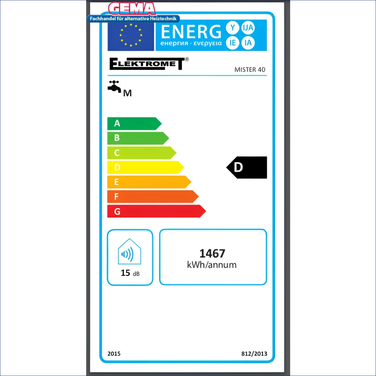 Energy efficiency label on Elektrohängespeicher Brauchwasserspeicher for Elektrospeicher Boiler