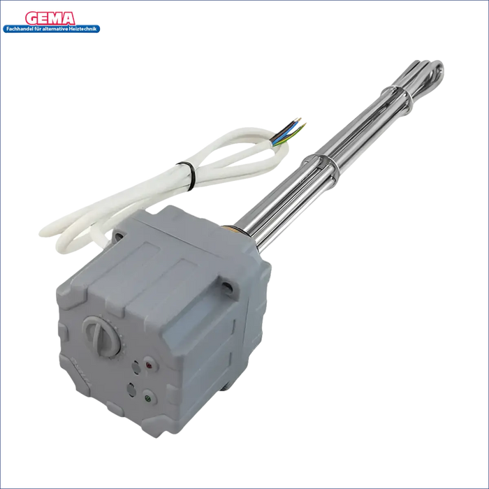 Immersionsheizung mit grauem Regler und weißem Kabel für Elektroheizstab 9,0 kW