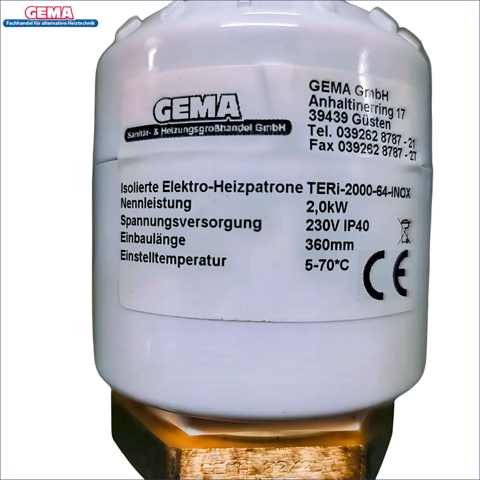 Isolierter Elektroheizstab mit Spezifikationen für Pufferspeicher Solar Heizpatrone 1,5 | 2 kW