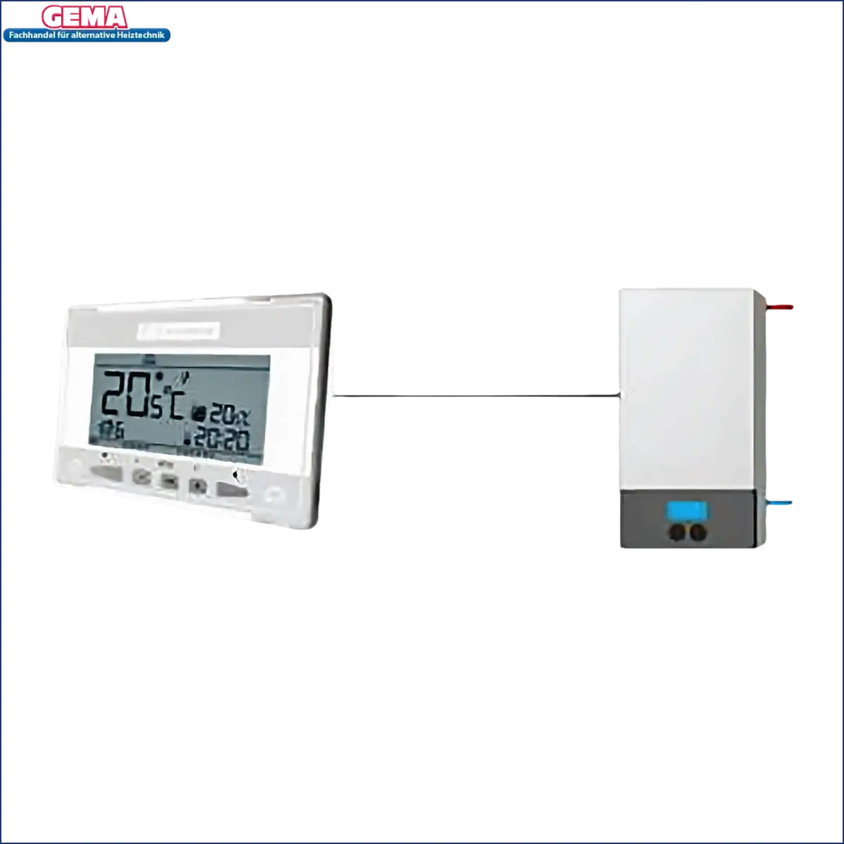 Digitales Raumthermostat EU-290 mit Hintergrundbeleuchtung verbunden mit einer Heizung