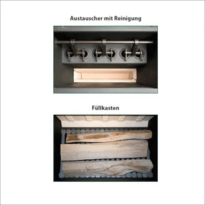 Innenansicht des Holzvergaserofens ROJEK PK BIO 40 kW für effiziente Heizung