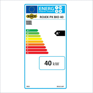 Energieeffizienzlabel für den ROJEK PK BIO 40 Heizkessel auf der Holzvergaserkessel Produktseite