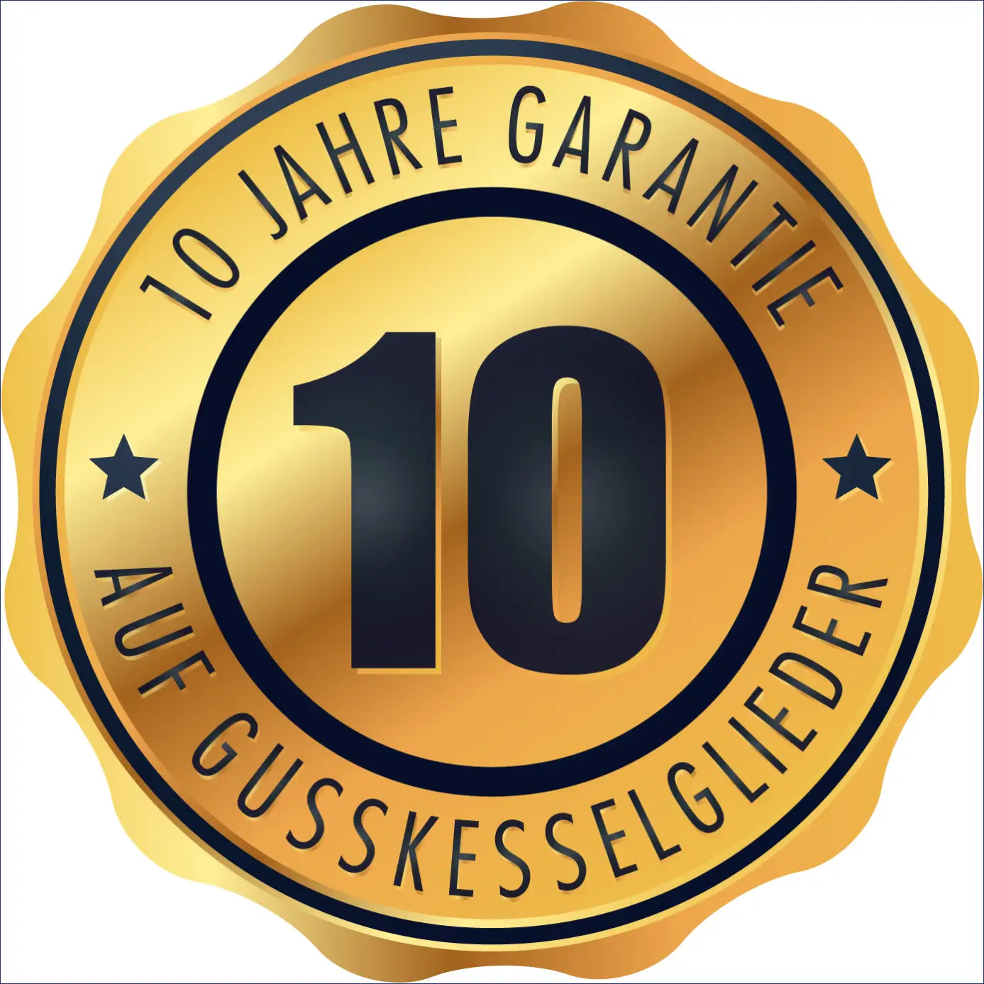 Goldener Garantiesiegel auf dem IBC Holzvergaserkessel GK-7k-Öko zeigt Qualität