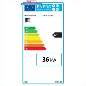 Energieeffizienzlabel für den Holzvergaserkessel IBC GK-7k-öko mit nachhaltiger Heizlösung