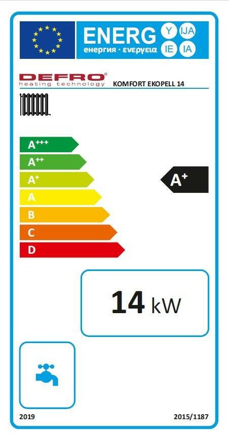 Kombi - Granulinis katilas Defro Komfort Ekopell 14 kW, skirtas granulių / medienos deginimui - GEMA parduotuvė