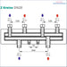 Technische Zeichnung eines Sunex Heizkreisverteilers heat exchanger Produktbild