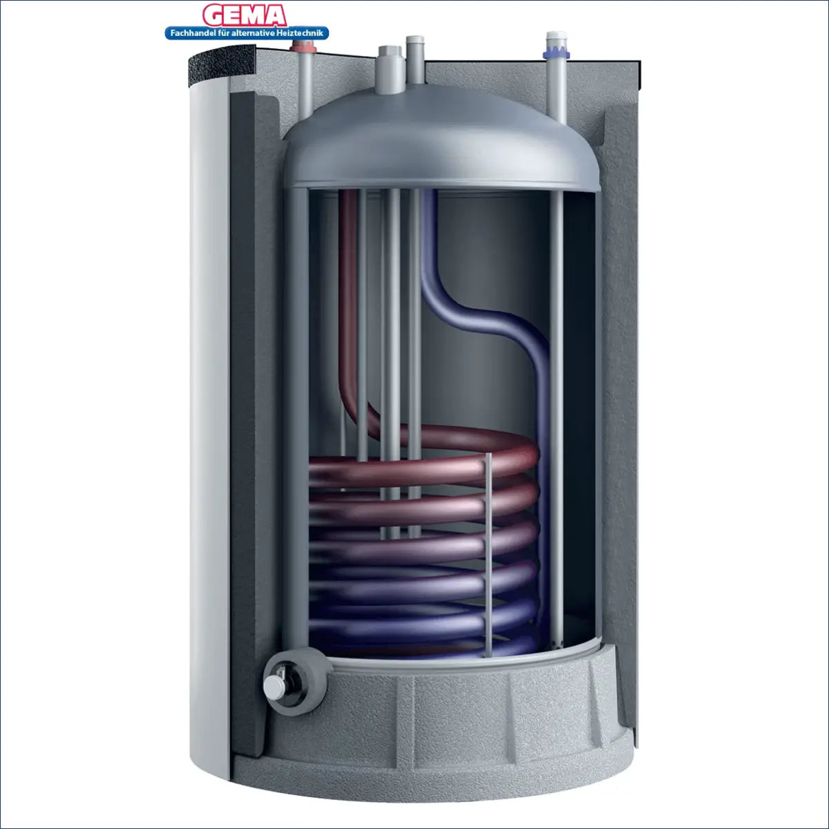 Schnittansicht des vaillant warmwasserspeicher unistor vih mit interner Spirale