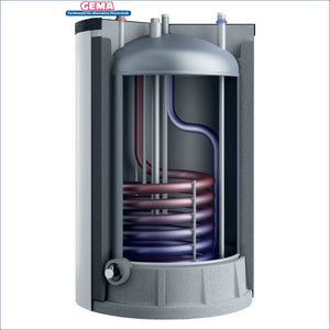 Schnittansicht des vaillant warmwasserspeicher unistor vih mit interner Spirale