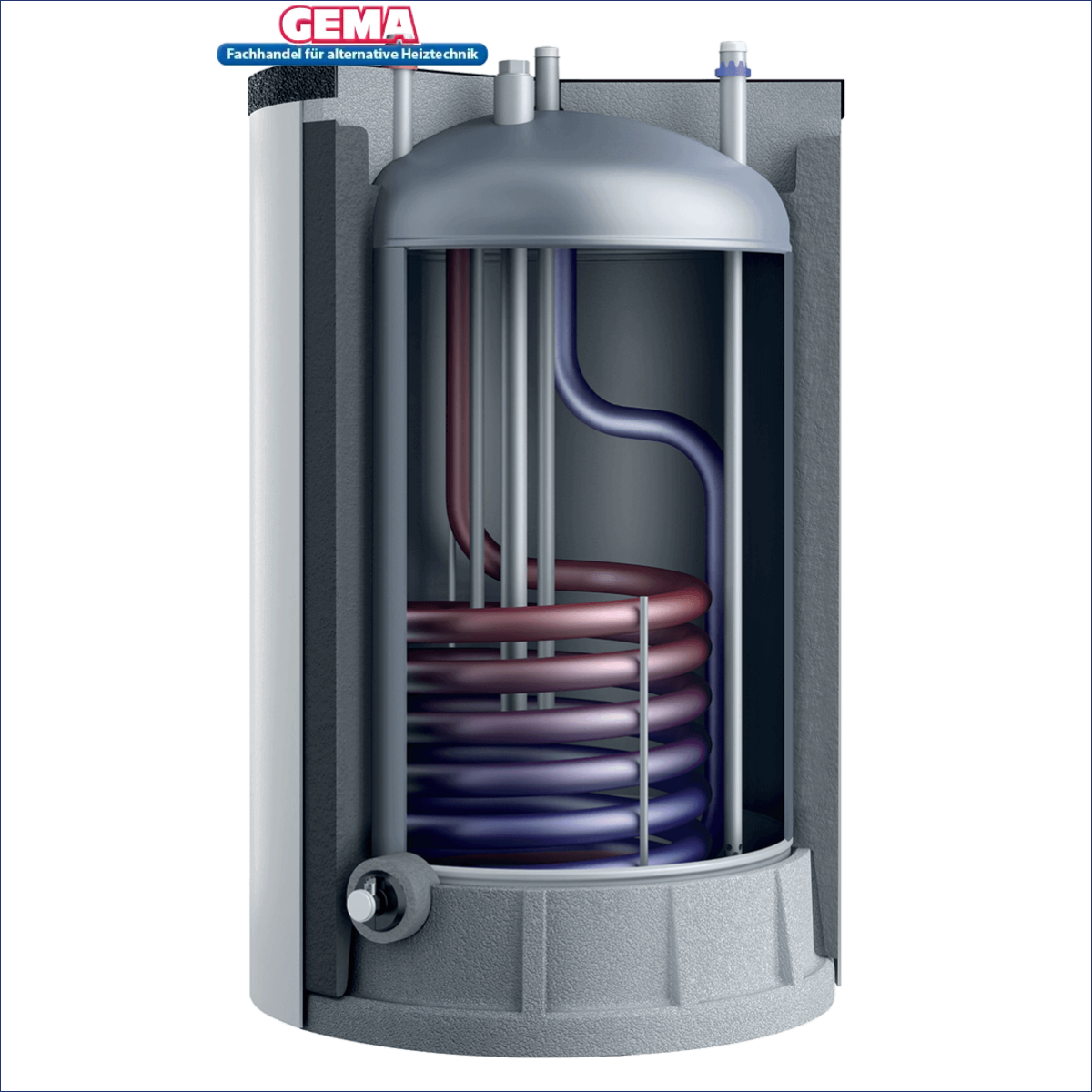 Schnittansicht des vaillant warmwasserspeicher unistor vih mit interner Spirale