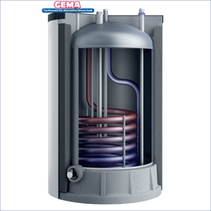 Schnittansicht des vaillant warmwasserspeicher unistor vih mit interner Spirale