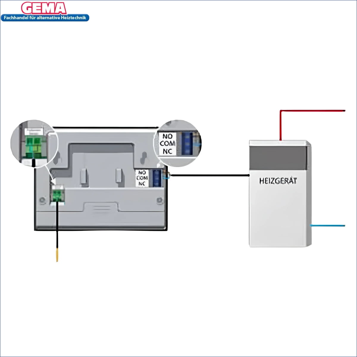 Wiring diagram eines Zimmerregler Master und Boiler für Wochensteuerung mit Hintergrundbeleuchtung